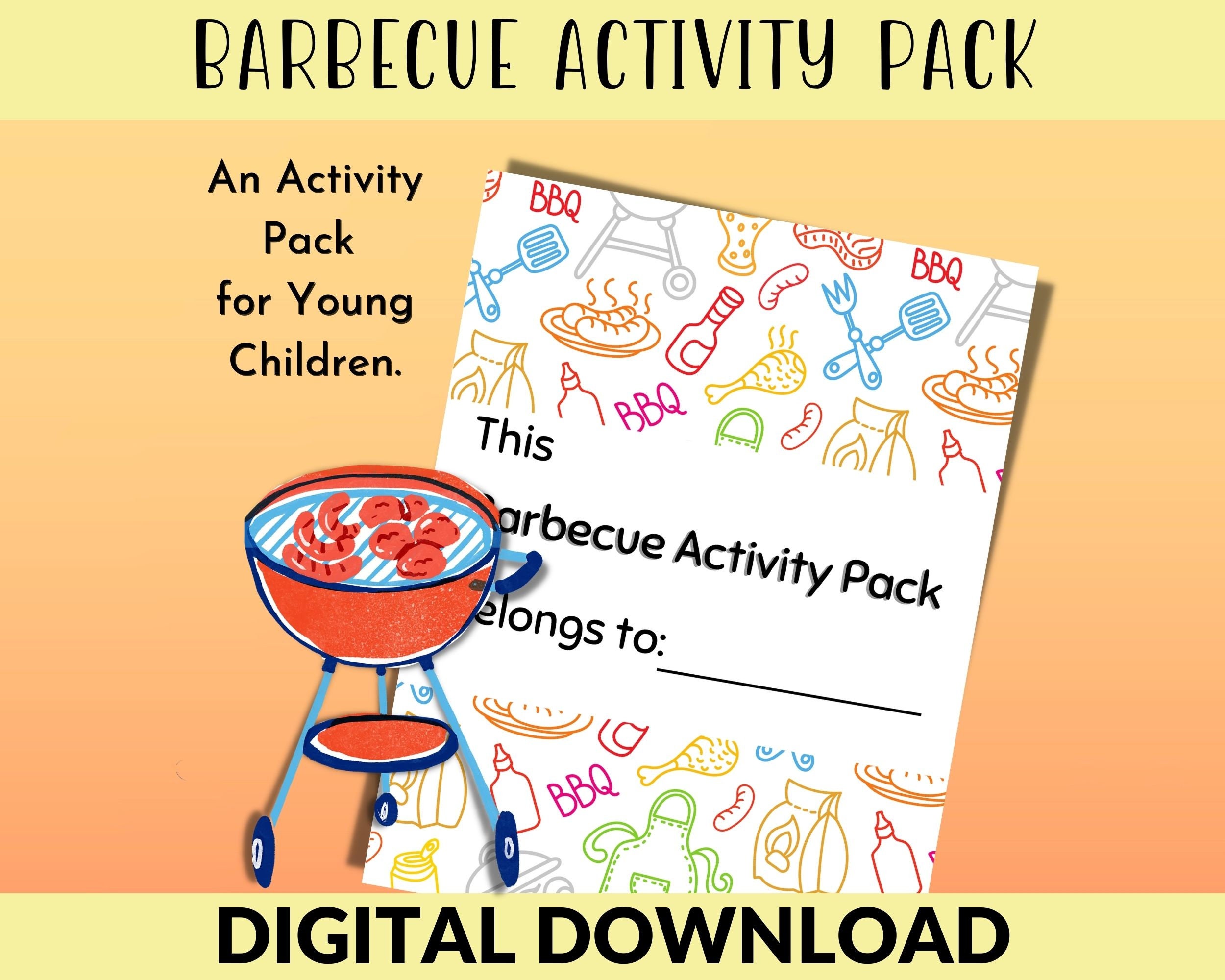 Barbecue Party Activity Pack for Young Children, Kindergarten Cookout