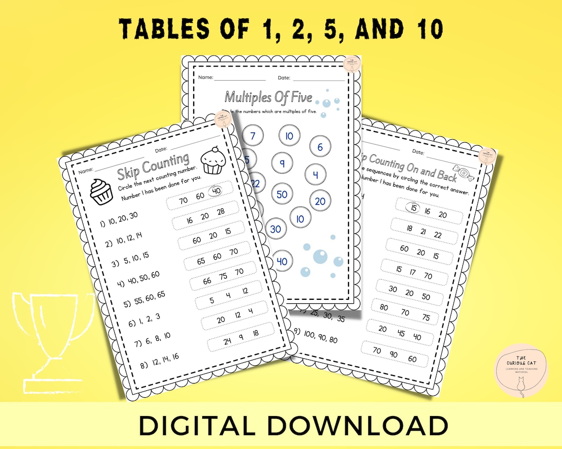 Multiplication Worksheets, Maths Printouts for 2nd Grade, Times Tables ...