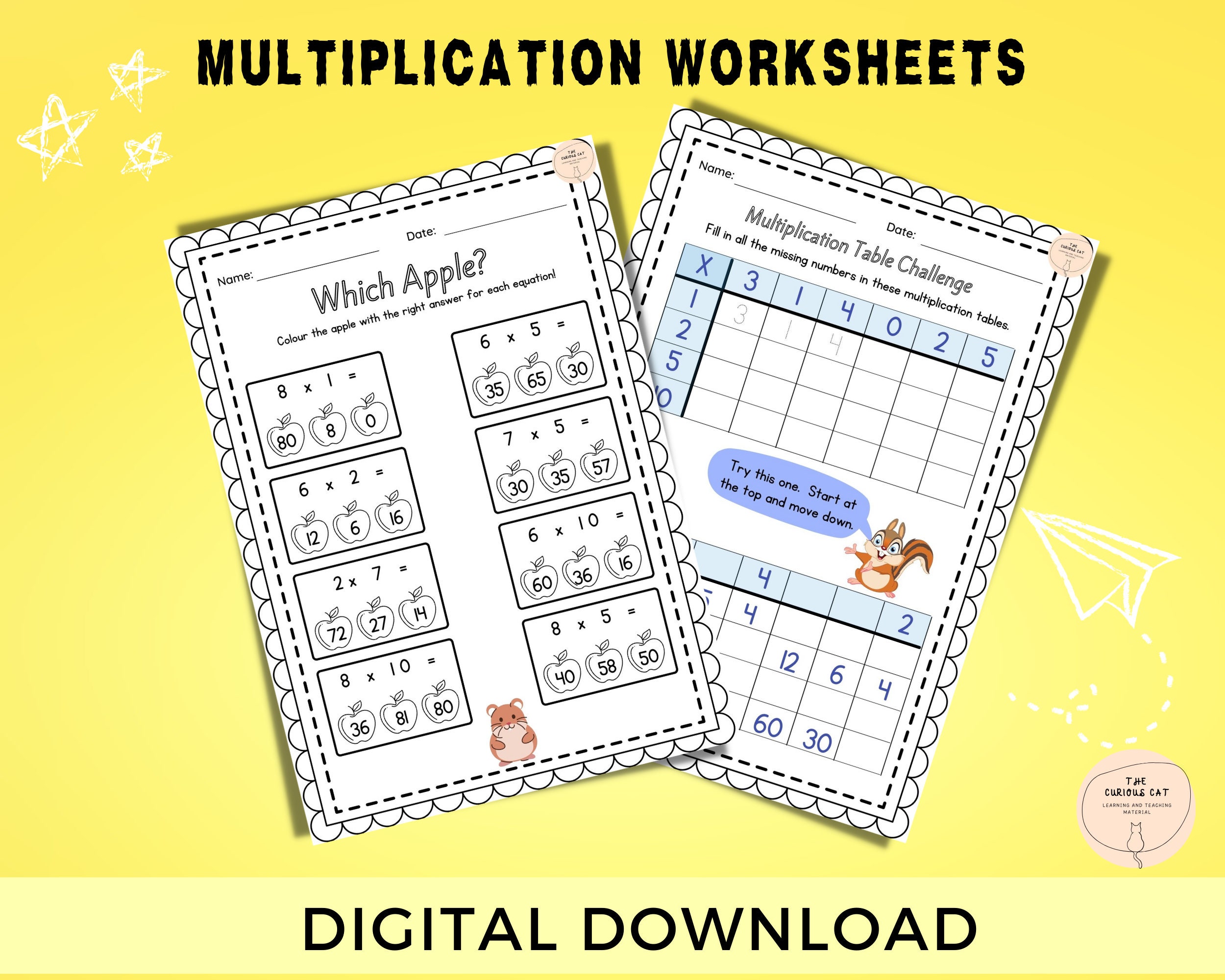 Multiplication Worksheets, Maths Printouts for 2nd Grade, Times Tables ...