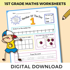 Wiskunde printables voor kleuterschool, werkbladen 1e leerjaar, optellen, aftrekken, getallenwerk, ochtendwerk, thuisschool, Instant Download