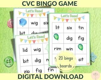 CVC Phonics Printable Activity for Pre-K and Kindergarten, Phonemic Awareness, Reading Activities, Early Reading Foundation, Short Vowels