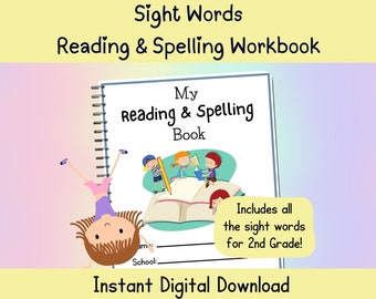 Spelling, Reading, and Writing Worksheets |  2nd Grade Sight Words Printables | Reading and Comprehension for Kids | Literacy Workbook