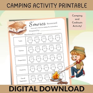 Camping Smores Game, Campfire Activities for Kids, Printables for Camping, Cookout Printables, Camping Party, Outdoor Party Idea Download
