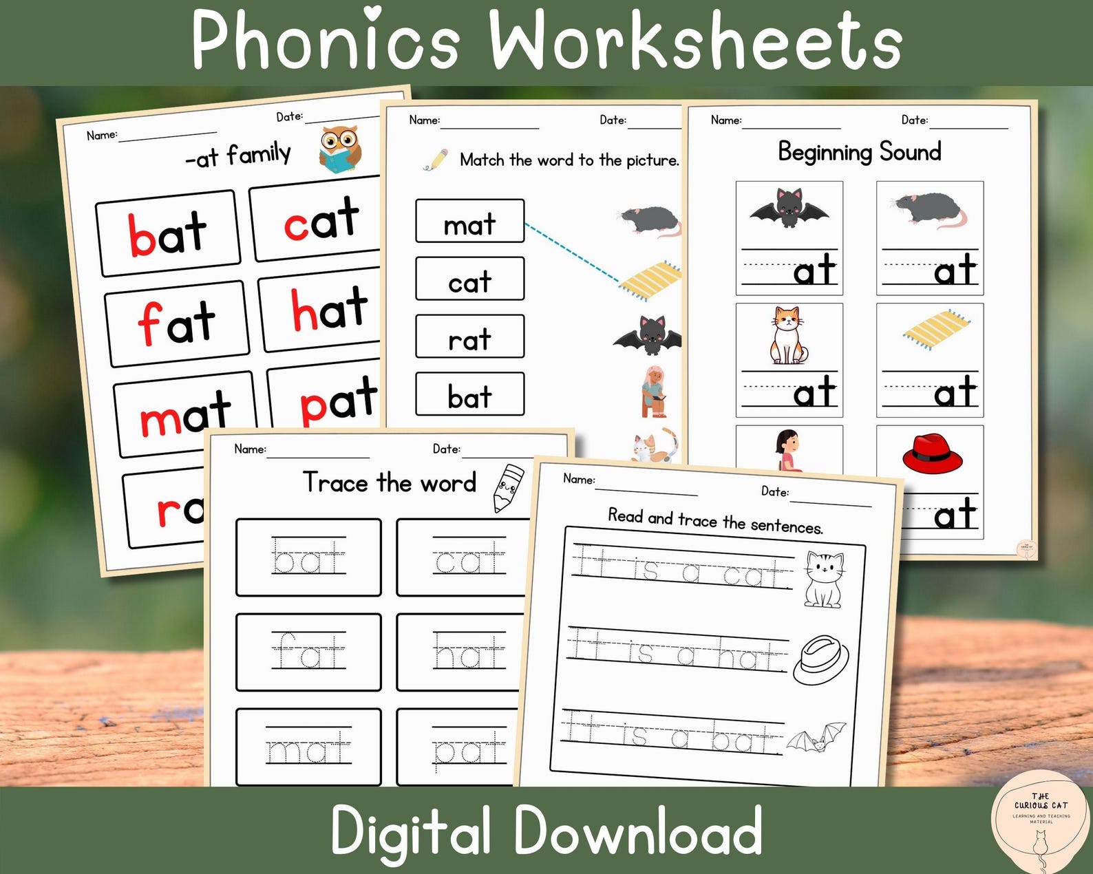 Phonics CVC Words Printable Worksheets for Kindergarten, CVC Word