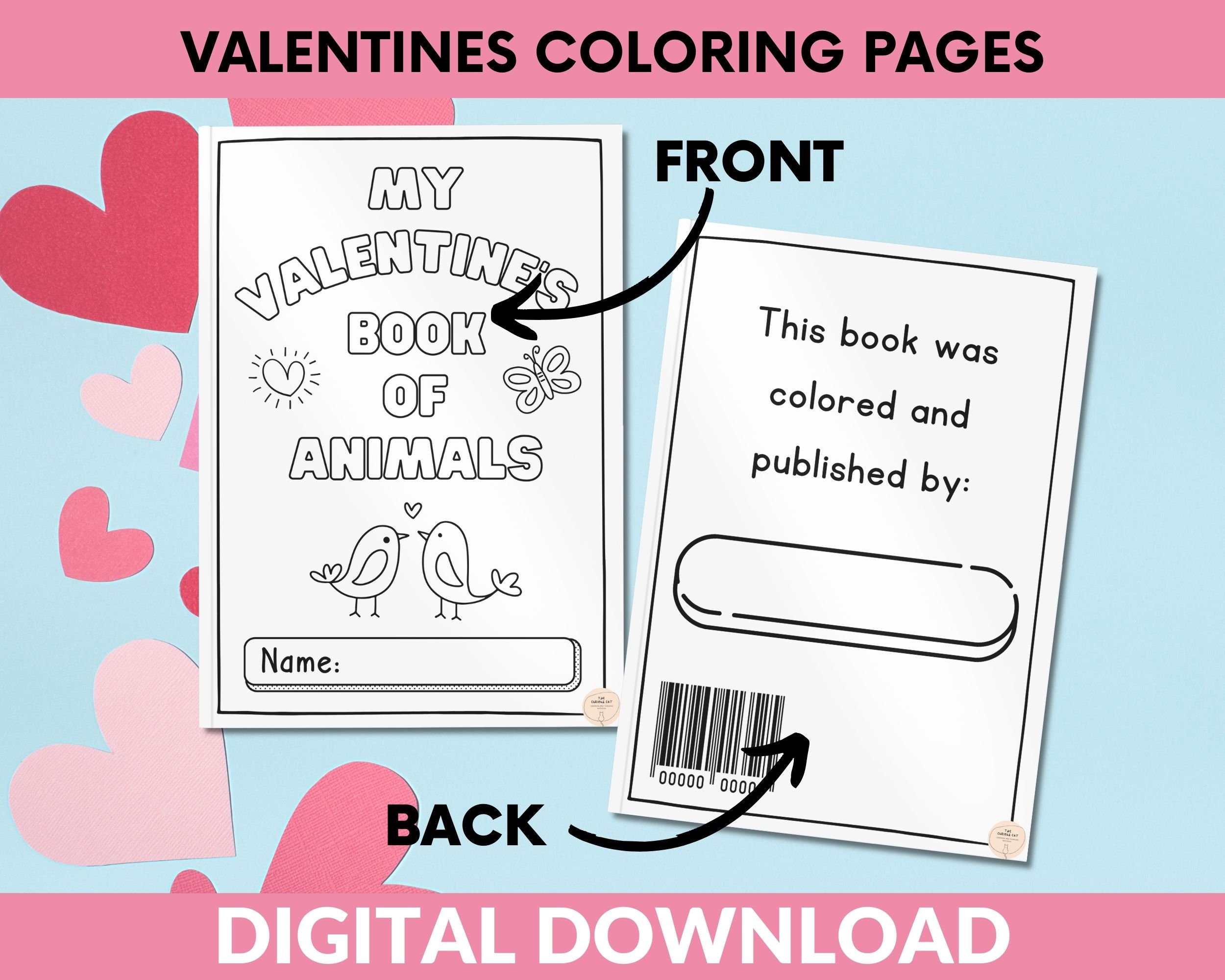 Kids Printable Valentine Coloring Pages Featuring Animals, Educational ...