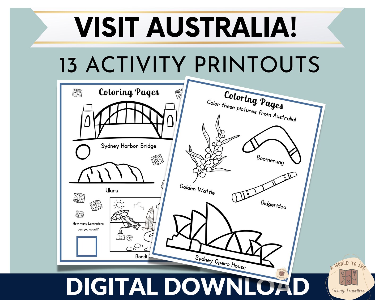 Country Study Printable, Travel Activity, Australia Learning &amp; Travel ...