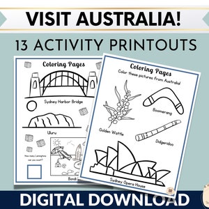 Country Study Printable, Travel Activity, Australia Learning &amp; Travel ...