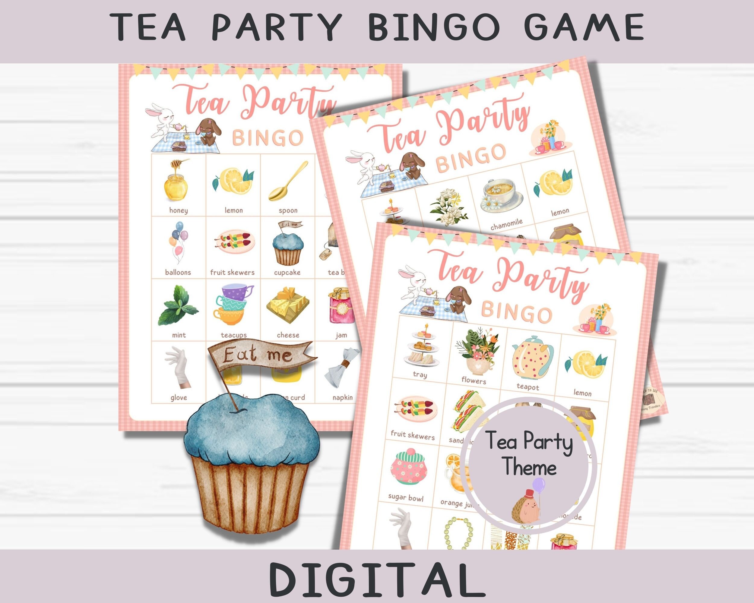 Tea Party Bingo Cards, Tea Party Games, Kids Printable Garden Party ...