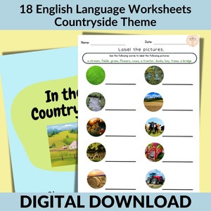 3rd Grade Worksheets, English Language Printables, &#39;In the Countryside&#39; Theme Workbook, Reading, Grammar, Writing, Vocabulary, ESL Activity
