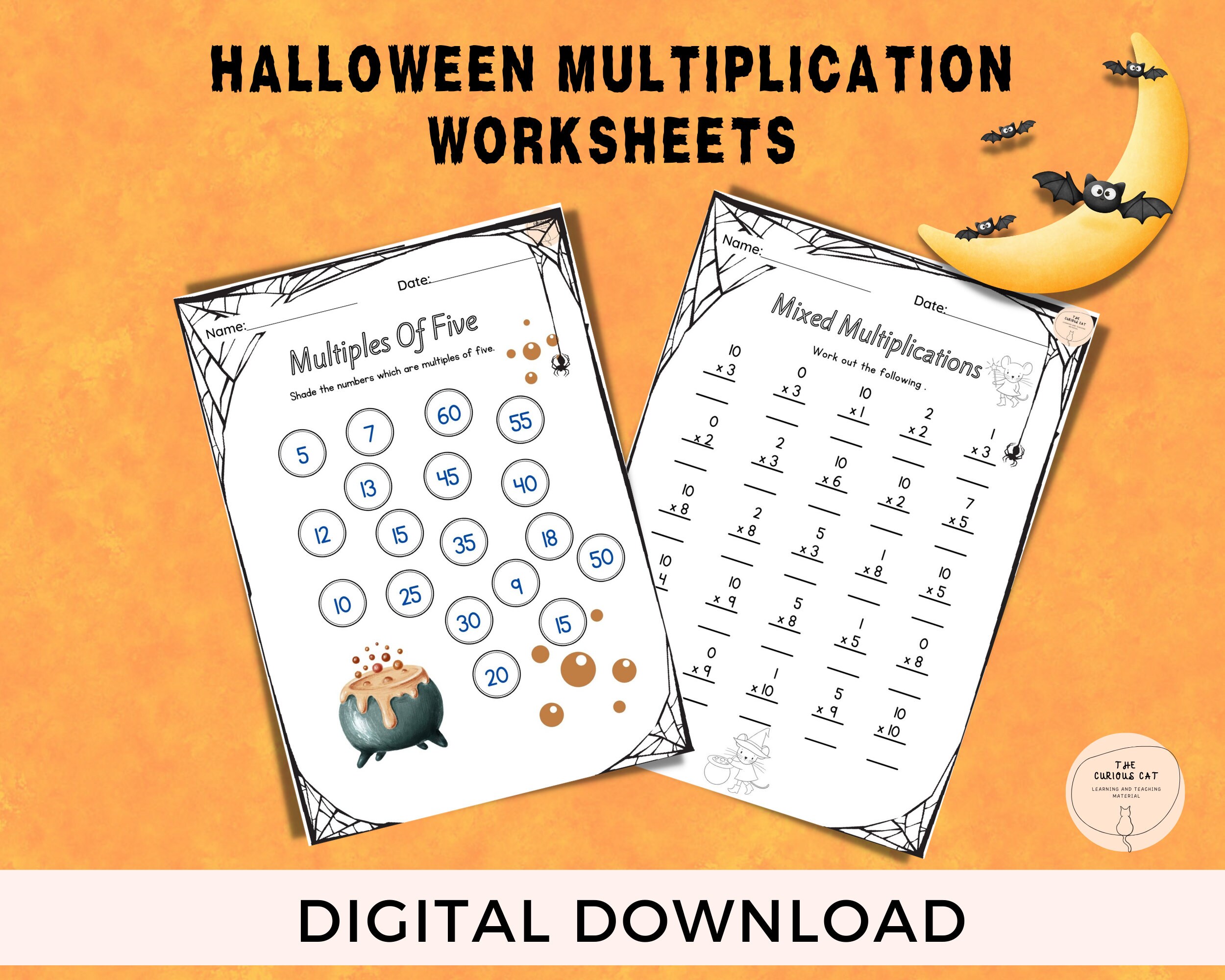 Maths Multiplication Worksheets Tables of 1 2 5 and 10 - Etsy