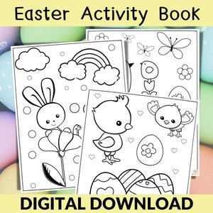 Livre d'activités de Pâques pour enfants Activités pour enfants Coloriages de Pâques pour enfants Cadeau à imprimer pour la classe Jeux de Pâques casse-tête
