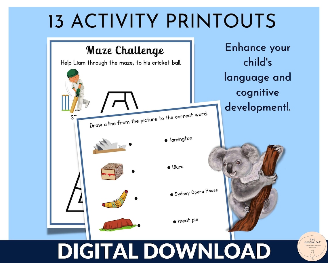 Country Study Printable, Travel Activity, Australia Learning &amp; Travel ...