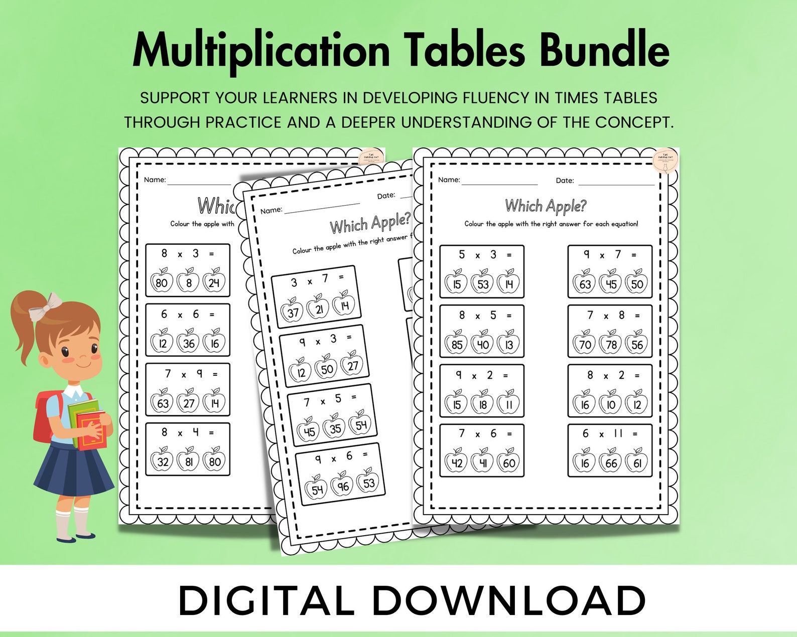 3rd Grade Maths Worksheets, Multiplication Printables, Digital Download ...