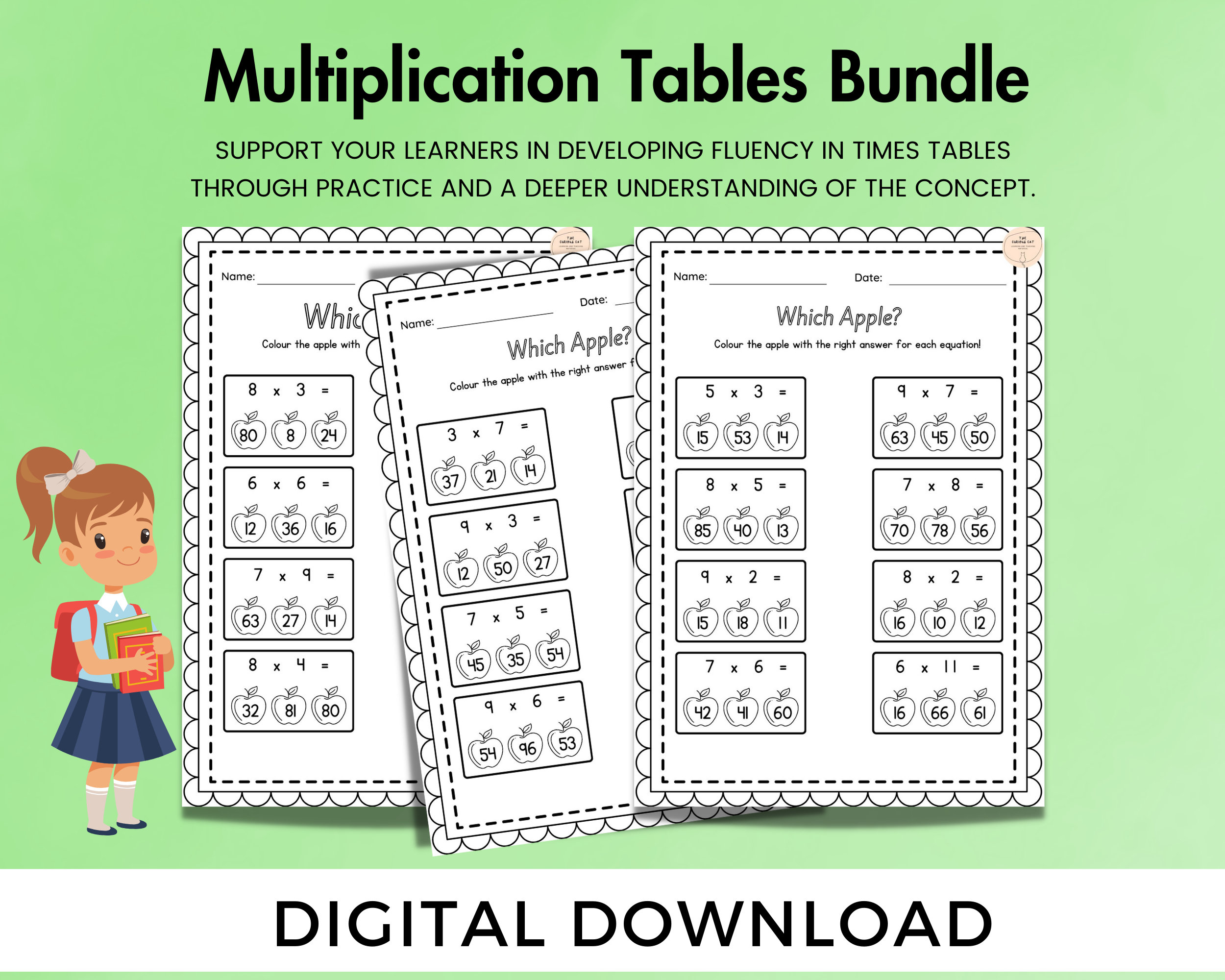 3rd Grade Maths Worksheets, Multiplication Printables, Digital Download ...