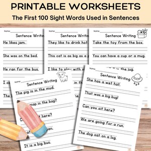 First 100 Fry Sight Words Learning Bundle: 30 Pages of Fun Sentences, Spelling, and Activities for Kids; Home learning, Literacy Worksheets image 2
