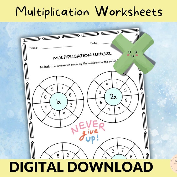 Práctica de multiplicación, Ruedas de multiplicación, Números del 1 al 12, Hojas de trabajo de matemáticas, Práctica de multiplicación en casa, Revisión de matemáticas