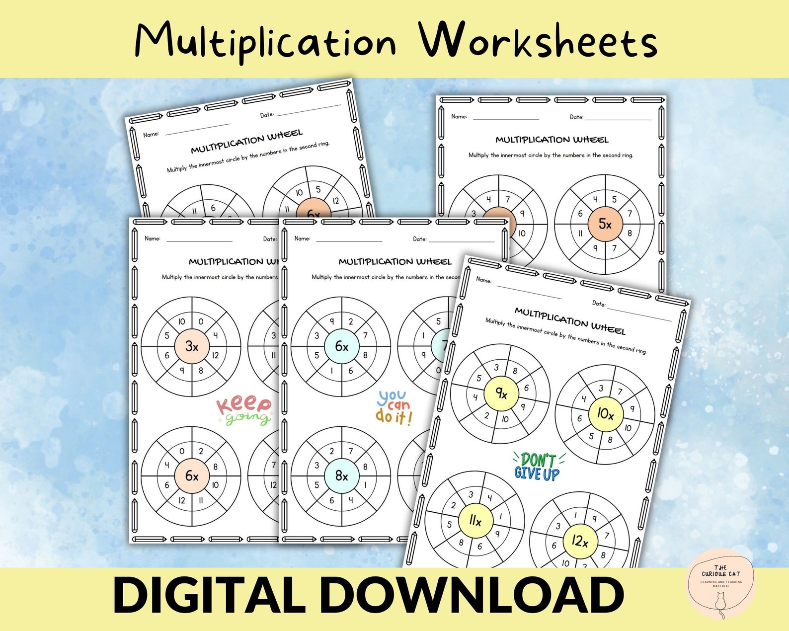 Multiplication Practice, Multiplication Wheels, Numbers 1 to 12, Maths ...