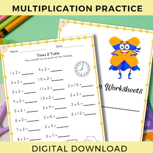 Multiplication Worksheets, Maths Fluency Printables, Times Tables Homeschool and Classroom Resource, Multiplication Facts, Math Practice