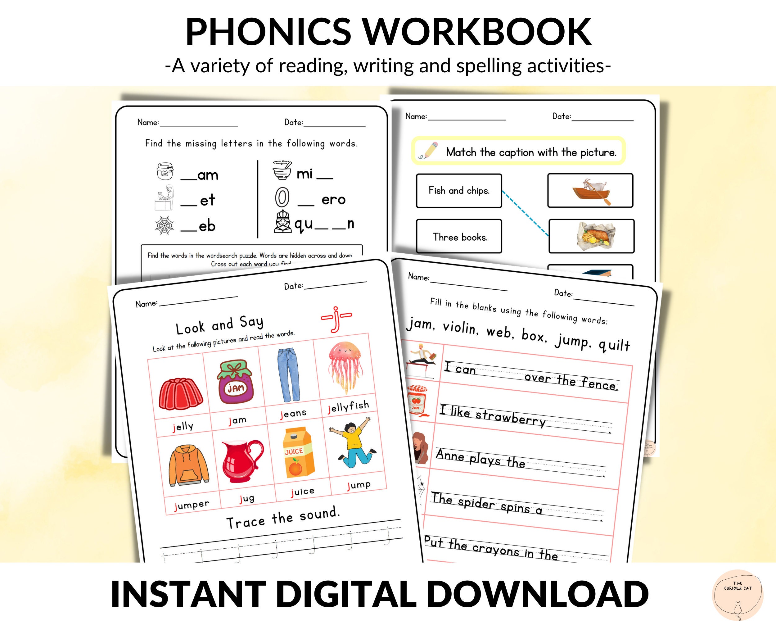 Phonics Worksheets for 2nd Grade, Spelling, Digraphs and Blends