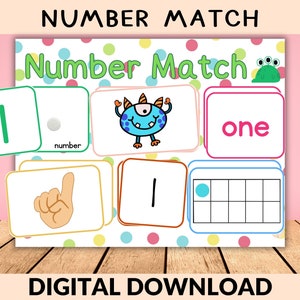 Activité de comptage pour la maternelle, école maternelle à la maison, monstre imprimable, ressource d'apprentissage interactive, pratique des nombres 1-10, téléchargement numérique