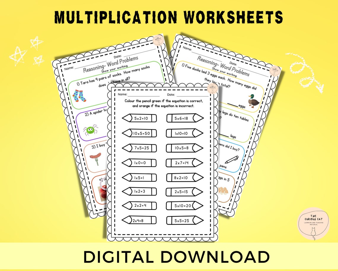 Multiplication Worksheets, Maths Printouts for 2nd Grade, Times Tables ...