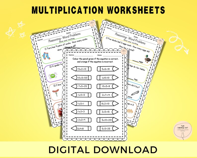 Multiplication Worksheets, Maths Printouts for 2nd Grade, Times Tables ...