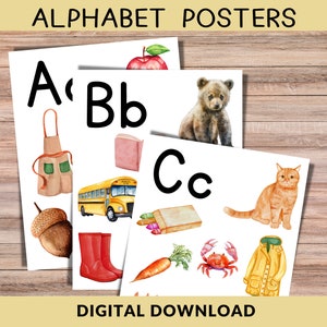 Vorschul-Alphabet-Poster, Kleinkinder, Buchstabentöne, Kindergarten-Klassenzimmer-Alphabet, Kinderzimmer-Alphabet-Ressource, Montessori Phonics-Poster