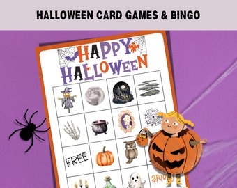 Kids Halloween Printable, Classroom Halloween Bingo Game, 3 in 1 Game Pack; Kids Activity- Bingo, Memory and Snap for Kids, Digital Download