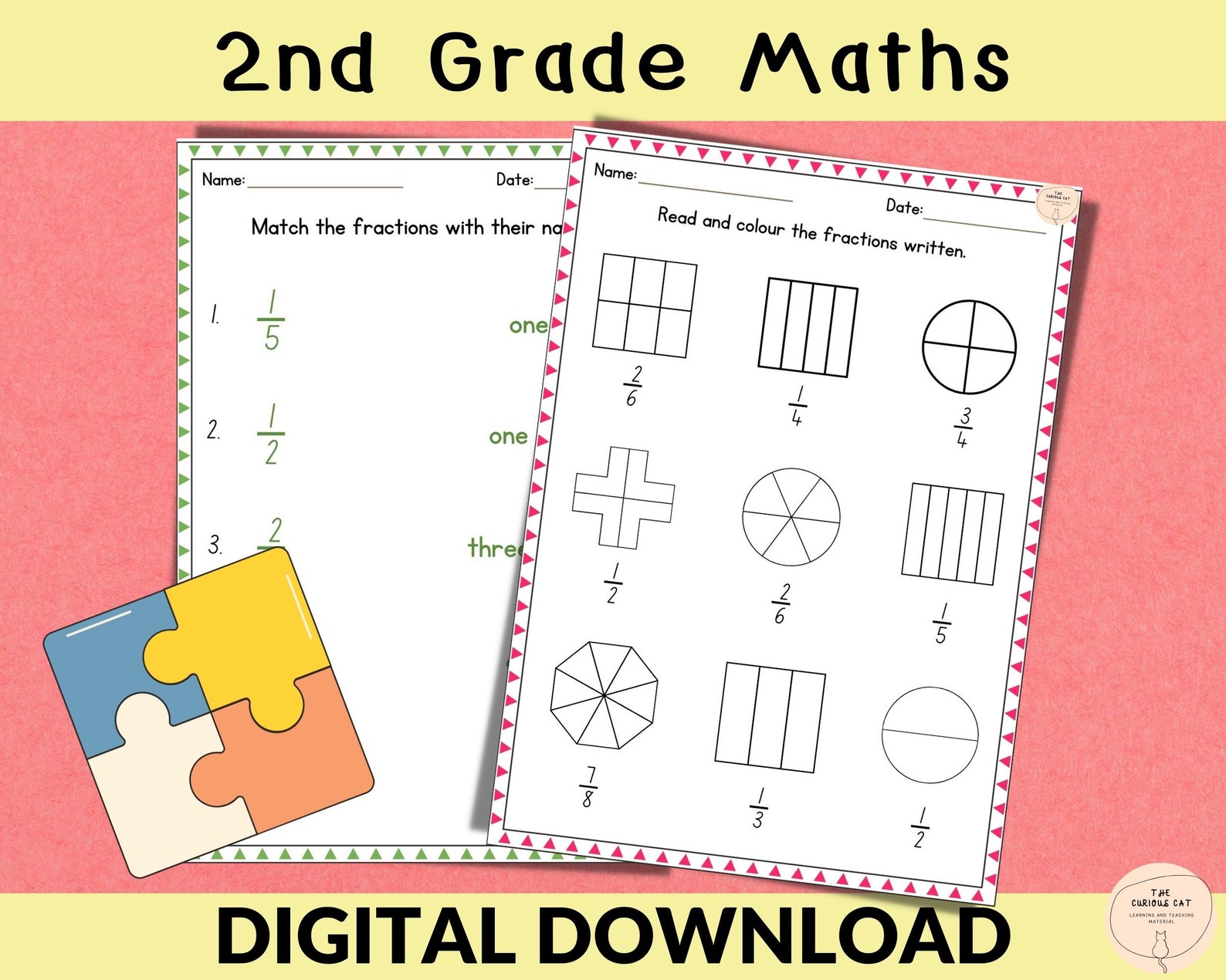 Maths Printables, Maths Worksheets, Fractions Worksheets for 2nd, 3rd ...