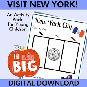 Schede didattiche di New York, attività divertenti ed educative per bambini, avventure nella Grande Mela, pagine da colorare, pacchetto da viaggio per bambini, viaggiare con i bambini