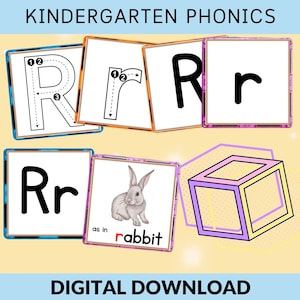 Phonics Alphabet Flashcards, Kindergarten Activity Cards, Magnetic Tiles Printable Toppers, ABC Matching Activity for Toddlers & Home School
