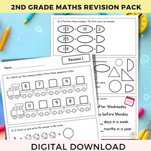 2nd Grade Maths Revision Worksheets, Printable Resources for Second Grade, Homeschool Teaching and Learning, Educational Printable Resources