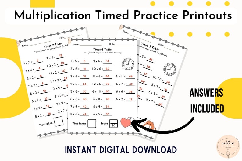 Multiplication Worksheets/ Multiplication Assessment and - Etsy