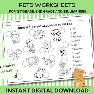Reading Comprehension | Spelling | Writing Printables | Worksheets | 1st & 2nd Grade | ESL learners | Vocabulary Printables | Language