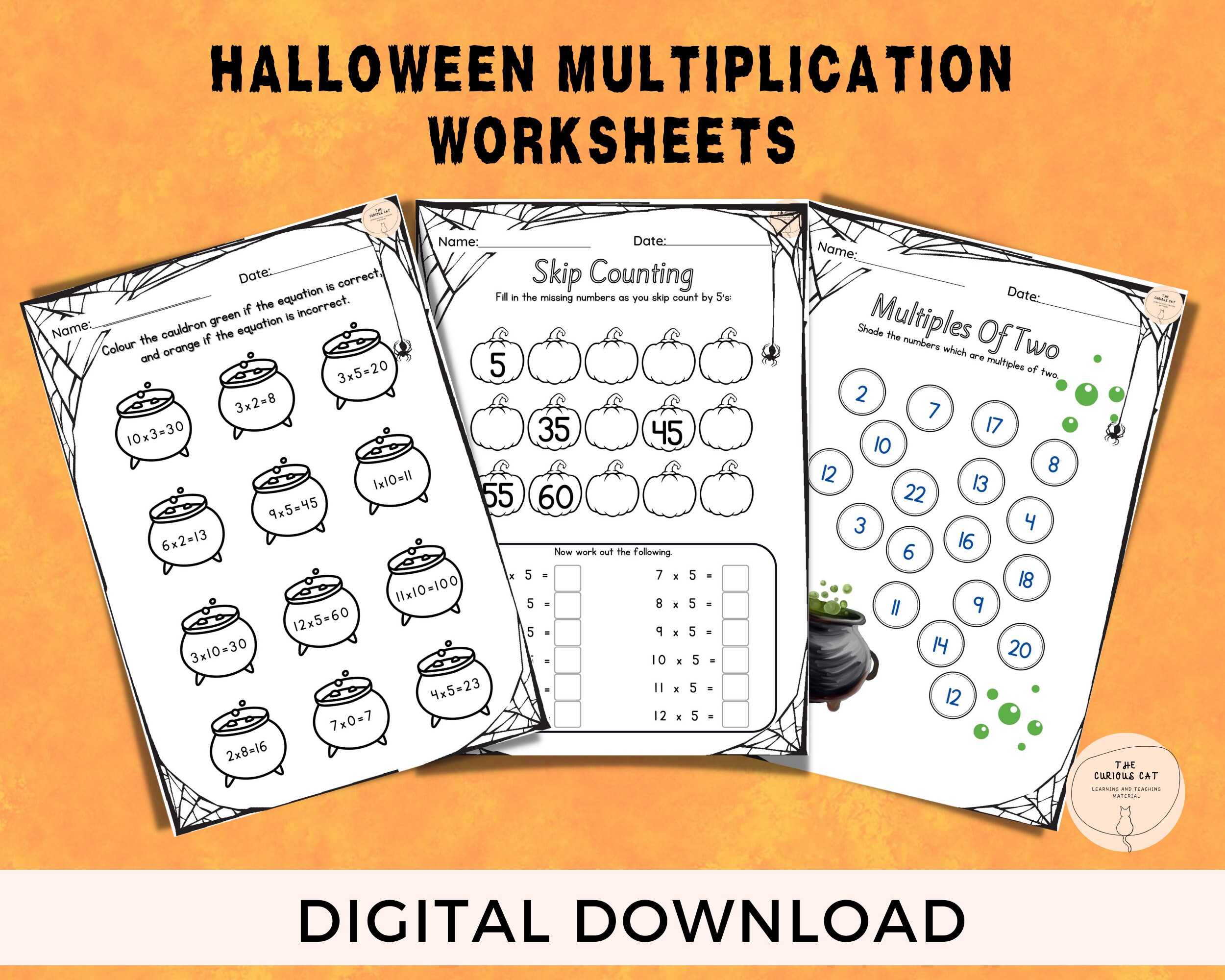 Maths Multiplication Worksheets Tables of 1 2 5 and 10 - Etsy