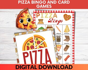 Printable Pizza Games, Pizza Bingo, Snap and Memory Game, Printable Pizza Party Games, Birthday Parties, Pizza Day Activities, Printables
