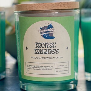 Money Magnet 7 oz glass jar Intention Candle - Scented