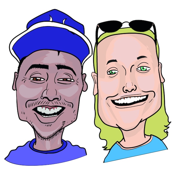 cadeau rigolo pour couple caricature portrait cadeau d'anniversaire cadeau juinteenth digital / coloré