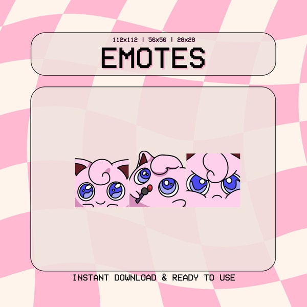 3 Jigglypuff Emote Pack | Digital Download | Twitch, Discord, Youtube, Kick | happy, angry, singing