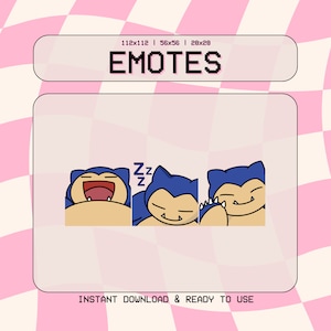 3 Snorlax Emote Pack | Digital Download | Twitch, Discord, Youtube, Kick | hello, sleepy, laughing