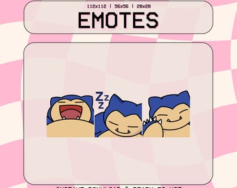 3 Snorlax Emote Pack | Digital Download | Twitch, Discord, Youtube, Kick | hello, sleepy, laughing