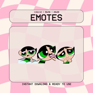3 Buttercup Emote Pack | Powerpuff Girls Digital Download | Twitch, Discord, Youtube, Kick | cute, sleepy, cheeky