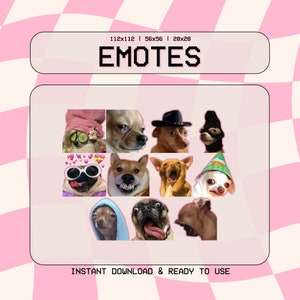11 Funny Dog Meme Emotes | Digital Download | Twitch, Discord, Youtube, Kick | funny, cute, sad