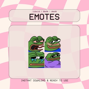 4 Pepe Meme Emotes | Digital Download | Twitch, Discord, Youtube, Kick | rage, cosy, blushing, sad