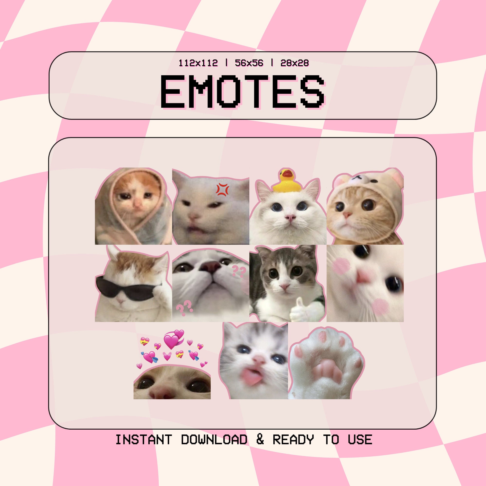 Funny Cat Faces Meme Emote Collection Twitch & Discord 