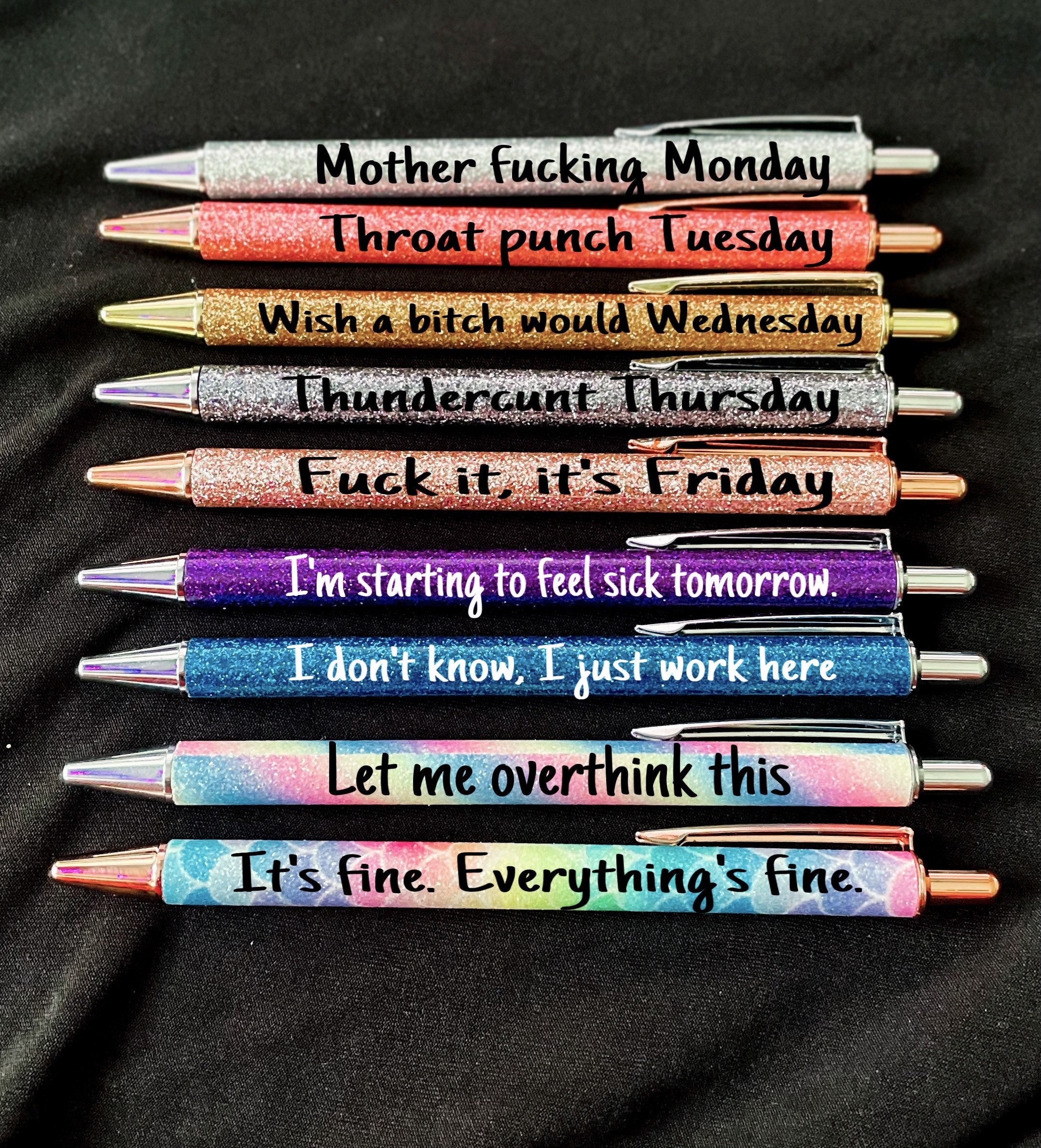 Funny Pens Set For Adults Ballpoint Pen Premium Novelty Pens Set Days Of  The Week Pens Dirty Cuss Word Pens For Each Day Funny Office Gifts For  Cowor