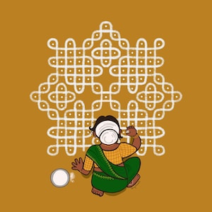 Dot kolam Pulli kolam Rangoli Print, South India Tamil Nadu