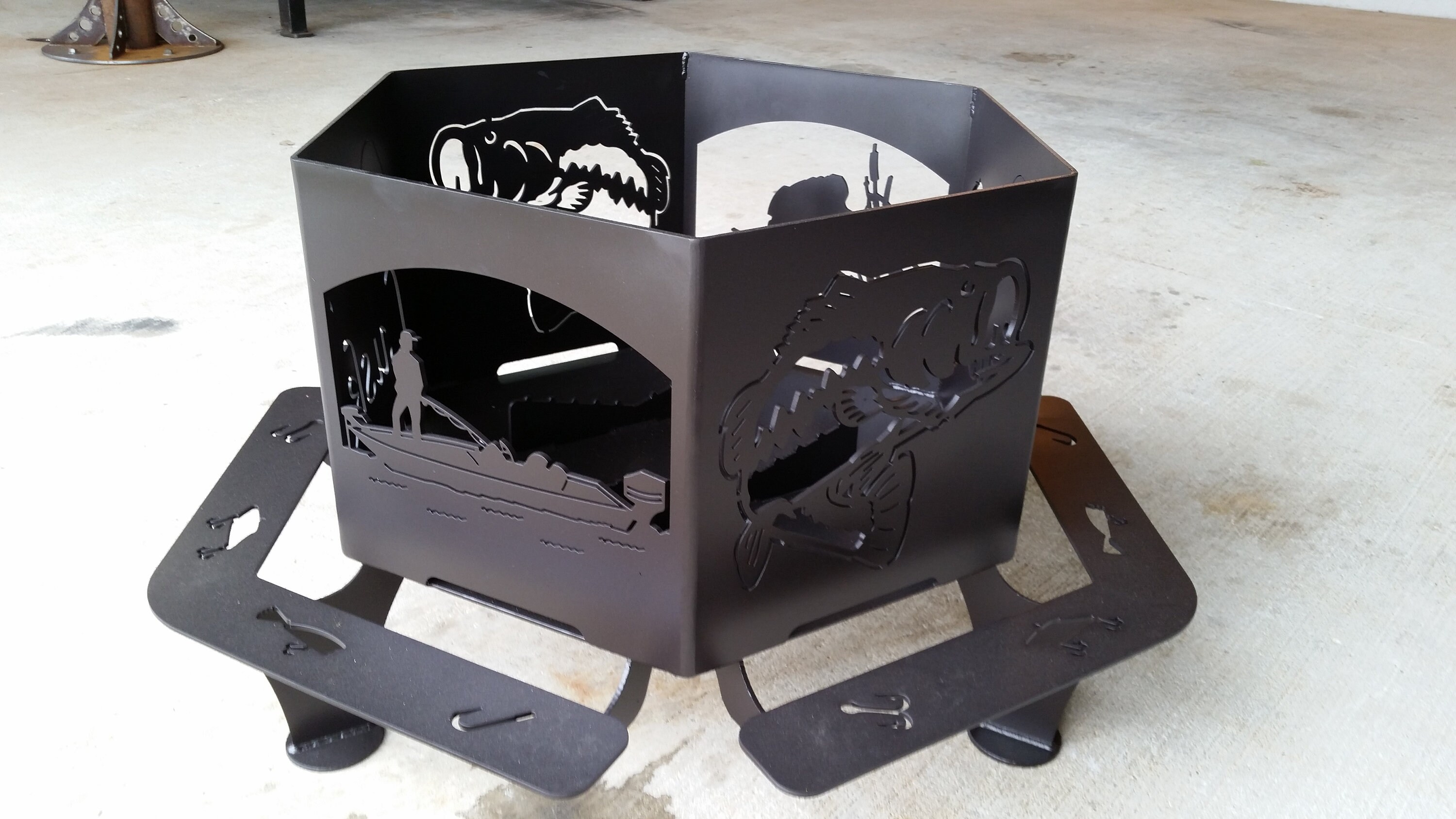 Heavy Duty Fire Pit Fishing Design Etsy
