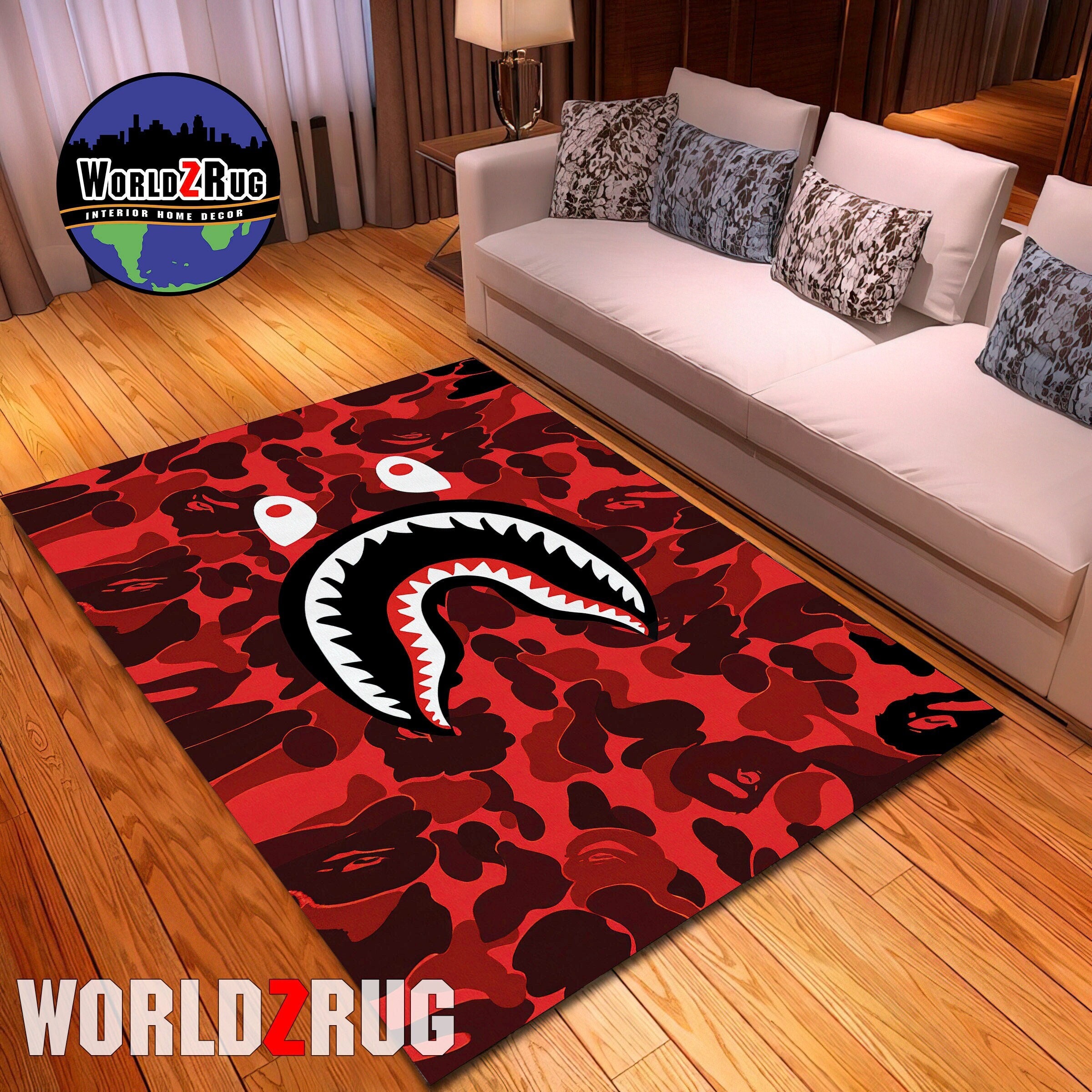 A BATHING APE ABC CAMO SHARK RUG