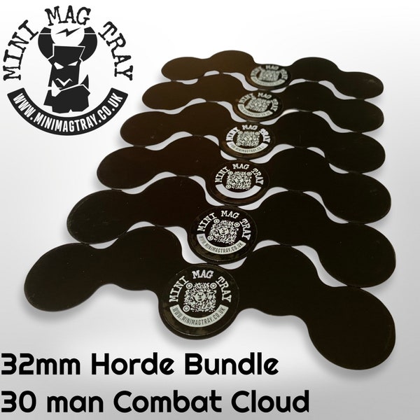 32mm Horde Bundle – 30 Men Combat Trays; MiniMagTRAY magnetic AoS movement tray